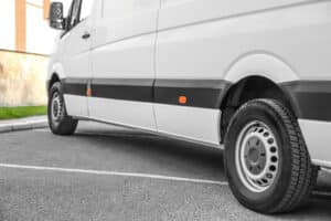 White van parked on street