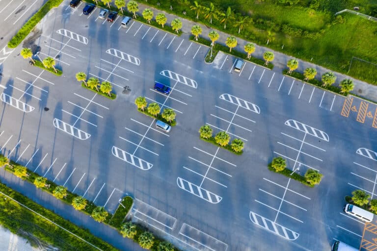 Top down of car park at outdoor